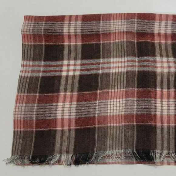 TOM FORD scarf Plaid red and brown cotton blend NWT - Picture 12 of 12